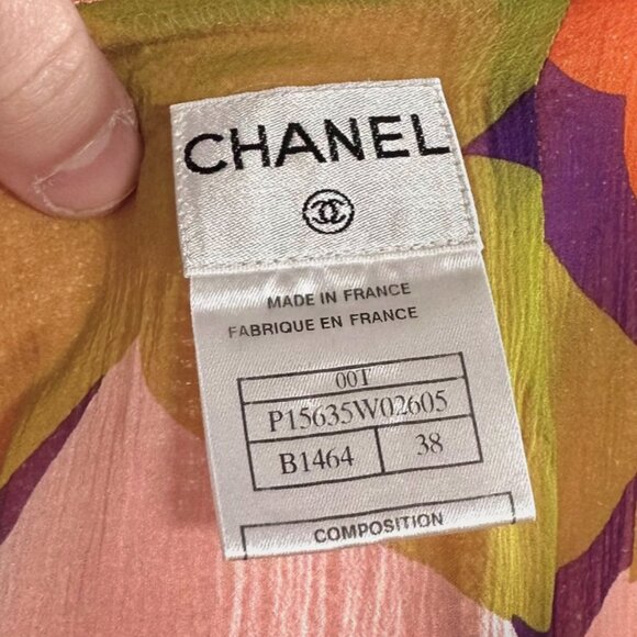 Chanel 00T Coral Chiffon Accent Tweed Skirt - Picture 6 of 8